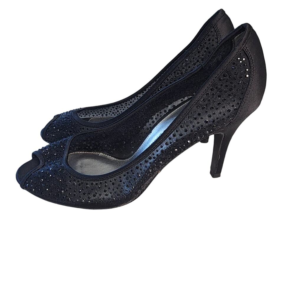 Adrianna Papell Boutique Witchy Halloween Peep Toe Whimsigoth Black Pumps 8.5